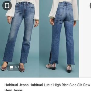 NWT HABITUAL Lucia High-rise Side Slit Raw Hem Straight Leg Jeans Size: 28